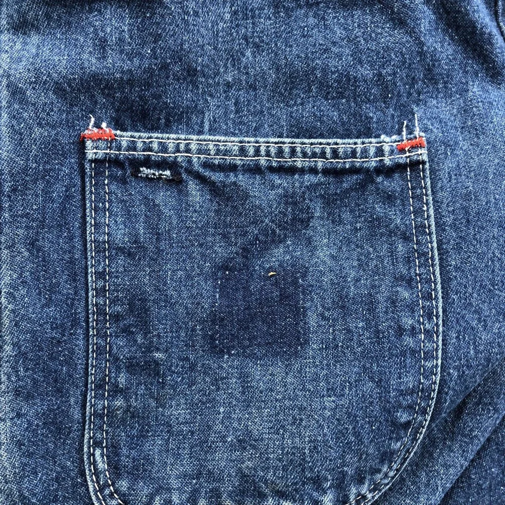 Vintage Denim Coat Mens 48 Blue Blanket Lined Chore Corduroy Collar USA Workwear